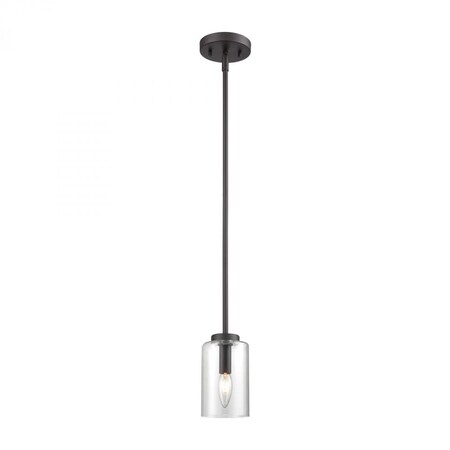 Thomas West End 1-Light Mini Pendant in Oil Rubbed Bronze with Clear Glass CN240511